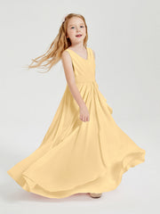 Abiti Damigella Stile Boho Lunghi In Chiffon Gonna A Cascata Oro