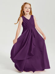 Abiti Damigella Stile Boho Lunghi In Chiffon Gonna A Cascata Viola