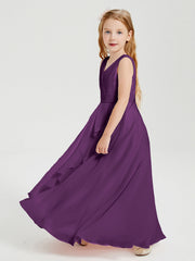Abiti Damigella Stile Boho Lunghi In Chiffon Gonna A Cascata Viola