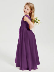 Abiti Damigella Stile Boho Lunghi In Chiffon Gonna A Cascata Viola