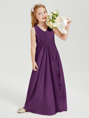 Abiti Damigella Stile Boho Lunghi In Chiffon Gonna A Cascata Viola