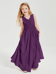 Abiti Damigella Stile Boho Lunghi In Chiffon Gonna A Cascata Viola