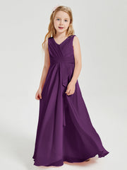 Abiti Damigella Stile Boho Lunghi In Chiffon Gonna A Cascata Viola