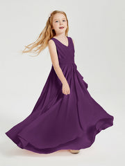 Abiti Damigella Stile Boho Lunghi In Chiffon Gonna A Cascata Viola