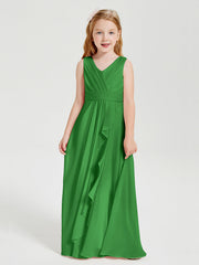 Abiti Damigella Stile Boho Lunghi In Chiffon Gonna A Cascata Verde
