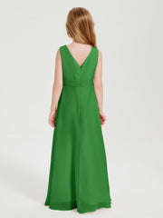 Abiti Damigella Stile Boho Lunghi In Chiffon Gonna A Cascata Verde