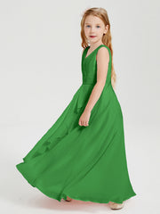 Abiti Damigella Stile Boho Lunghi In Chiffon Gonna A Cascata Verde