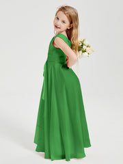 Abiti Damigella Stile Boho Lunghi In Chiffon Gonna A Cascata Verde