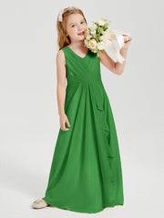 Abiti Damigella Stile Boho Lunghi In Chiffon Gonna A Cascata Verde