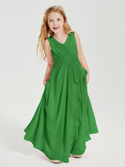 Abiti Damigella Stile Boho Lunghi In Chiffon Gonna A Cascata Verde