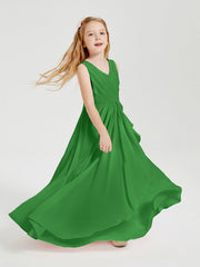 Abiti Damigella Stile Boho Lunghi In Chiffon Gonna A Cascata Verde