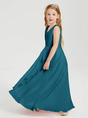 Abiti Damigella Stile Boho Lunghi In Chiffon Gonna A Cascata Blu Inchiostro