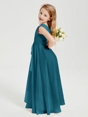 Abiti Damigella Stile Boho Lunghi In Chiffon Gonna A Cascata Blu Inchiostro