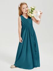 Abiti Damigella Stile Boho Lunghi In Chiffon Gonna A Cascata Blu Inchiostro
