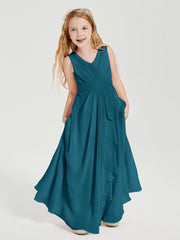 Abiti Damigella Stile Boho Lunghi In Chiffon Gonna A Cascata Blu Inchiostro
