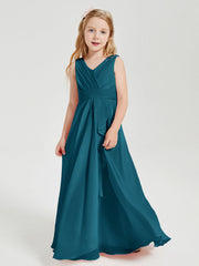 Abiti Damigella Stile Boho Lunghi In Chiffon Gonna A Cascata Blu Inchiostro