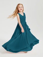 Abiti Damigella Stile Boho Lunghi In Chiffon Gonna A Cascata Blu Inchiostro