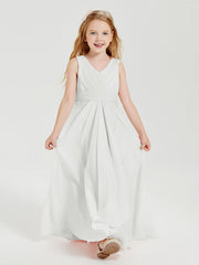 Abiti Damigella Stile Boho Lunghi In Chiffon Gonna A Cascata Avorio