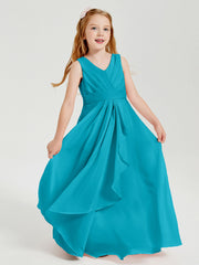 Abiti Damigella Stile Boho Lunghi In Chiffon Gonna A Cascata Giada