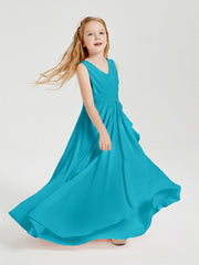Abiti Damigella Stile Boho Lunghi In Chiffon Gonna A Cascata Giada