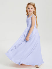 Abiti Damigella Stile Boho Lunghi In Chiffon Gonna A Cascata Lavanda