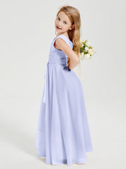 Abiti Damigella Stile Boho Lunghi In Chiffon Gonna A Cascata Lavanda