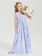 Abiti Damigella Stile Boho Lunghi In Chiffon Gonna A Cascata Lavanda