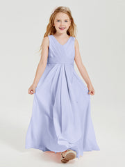 Abiti Damigella Stile Boho Lunghi In Chiffon Gonna A Cascata Lavanda