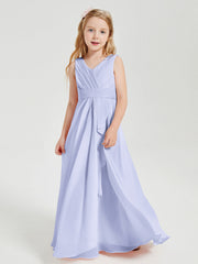 Abiti Damigella Stile Boho Lunghi In Chiffon Gonna A Cascata Lavanda