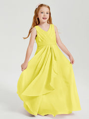 Abiti Damigella Stile Boho Lunghi In Chiffon Gonna A Cascata Limone