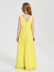 Abiti Damigella Stile Boho Lunghi In Chiffon Gonna A Cascata Limone