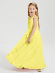 Abiti Damigella Stile Boho Lunghi In Chiffon Gonna A Cascata Limone
