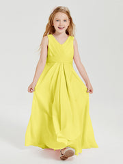 Abiti Damigella Stile Boho Lunghi In Chiffon Gonna A Cascata Limone