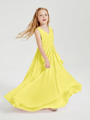 Abiti Damigella Stile Boho Lunghi In Chiffon Gonna A Cascata Limone