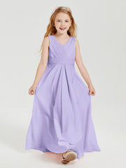 Abiti Damigella Stile Boho Lunghi In Chiffon Gonna A Cascata Lilla