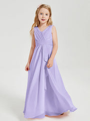 Abiti Damigella Stile Boho Lunghi In Chiffon Gonna A Cascata Lilla