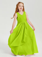 Abiti Damigella Stile Boho Lunghi In Chiffon Gonna A Cascata Verde Lime