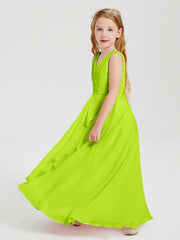 Abiti Damigella Stile Boho Lunghi In Chiffon Gonna A Cascata Verde Lime