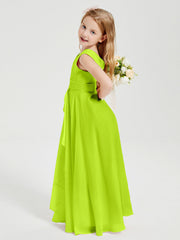 Abiti Damigella Stile Boho Lunghi In Chiffon Gonna A Cascata Verde Lime
