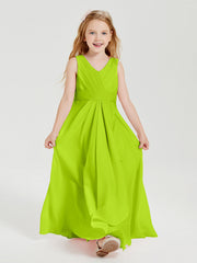 Abiti Damigella Stile Boho Lunghi In Chiffon Gonna A Cascata Verde Lime
