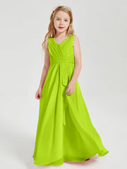 Abiti Damigella Stile Boho Lunghi In Chiffon Gonna A Cascata Verde Lime