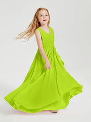 Abiti Damigella Stile Boho Lunghi In Chiffon Gonna A Cascata Verde Lime
