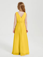 Abiti Damigella Stile Boho Lunghi In Chiffon Gonna A Cascata Calendula
