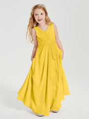 Abiti Damigella Stile Boho Lunghi In Chiffon Gonna A Cascata Calendula