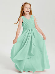 Abiti Damigella Stile Boho Lunghi In Chiffon Gonna A Cascata Verde Menta