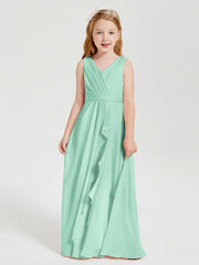 Abiti Damigella Stile Boho Lunghi In Chiffon Gonna A Cascata Verde Menta