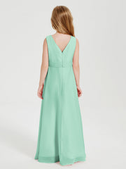 Abiti Damigella Stile Boho Lunghi In Chiffon Gonna A Cascata Verde Menta