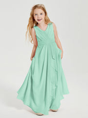 Abiti Damigella Stile Boho Lunghi In Chiffon Gonna A Cascata Verde Menta