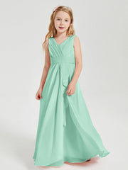 Abiti Damigella Stile Boho Lunghi In Chiffon Gonna A Cascata Verde Menta