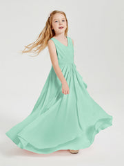Abiti Damigella Stile Boho Lunghi In Chiffon Gonna A Cascata Verde Menta